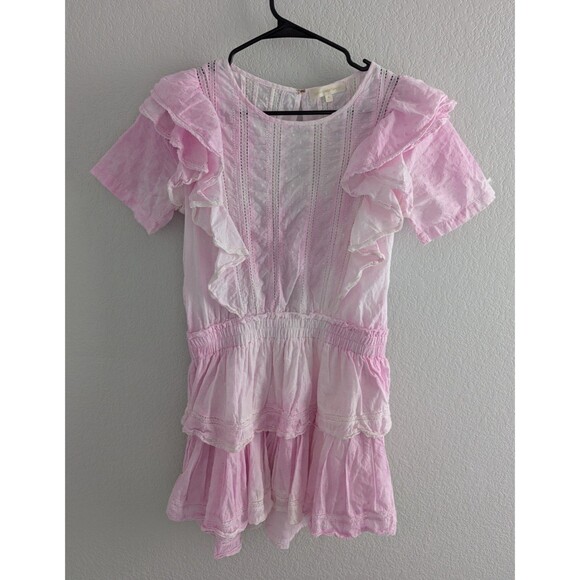 LoveShackFancy Natasha Heritage Mini Dress Women's Size Medium Peony Pink Dress - Picture 3 of 9